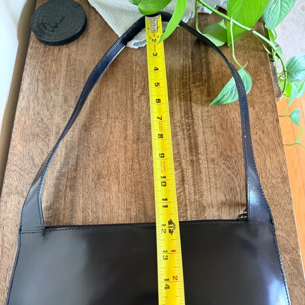Vintage Furla Shoulder Bag‎ Black Patent Leather Made in Italy Y2K Minimalist